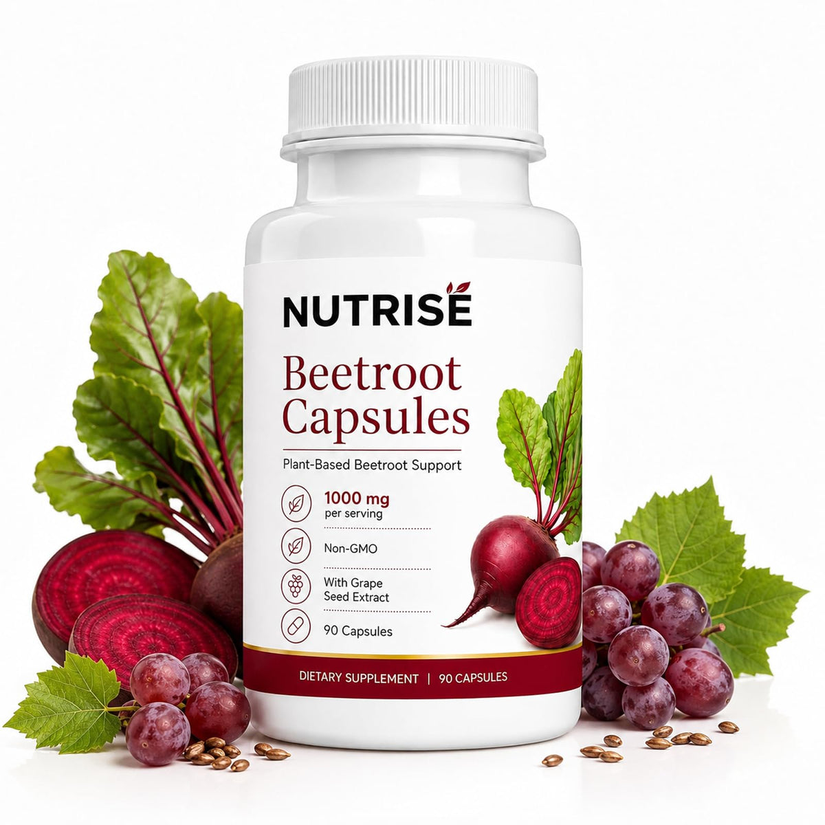 Flacon de capsules de betterave SIZRCSM face avant avec 90 capsules