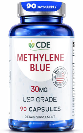 Flacon de capsules de bleu de méthylène CDE 30mg vue de face