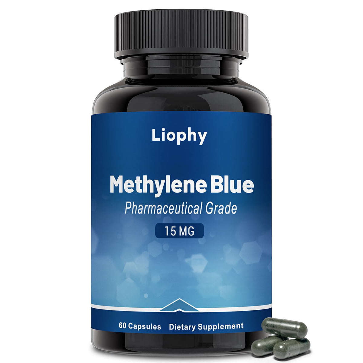 Flacon de capsules de bleu de méthylène Liophy avec 60 unités