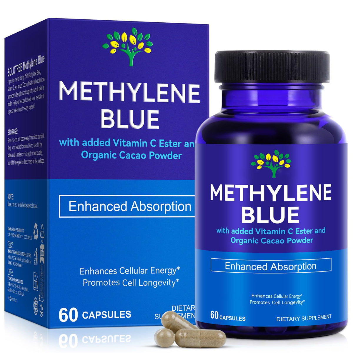 Flacon de capsules de Bleu de Méthylène ZODENIS 60 unités avant vue