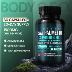 Flacon de capsules de BODY C.E.O. Saw Palmetto 1500mg
