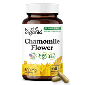 Flacon de capsules de camomille Wild & Organic 800 mg, 60 capsules