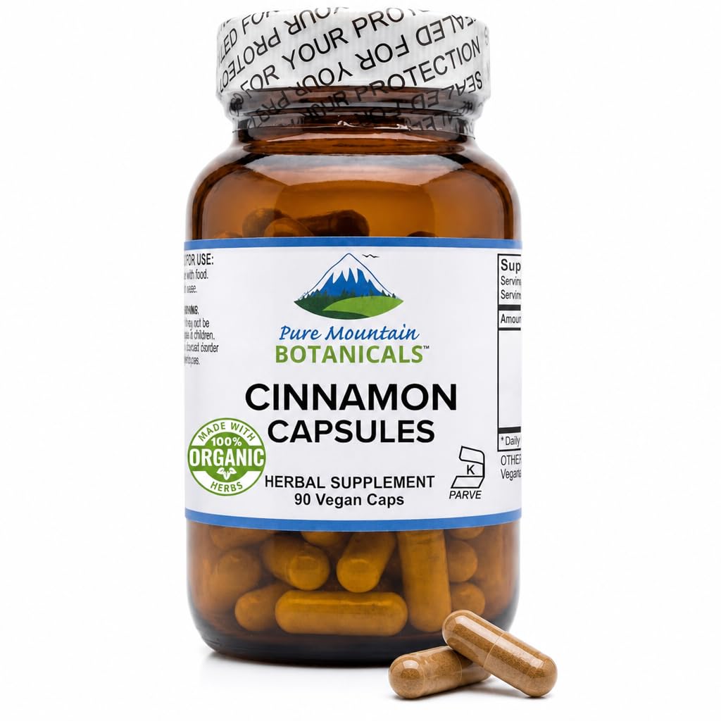 Flacon de capsules de cannelle biologique Pure Mountain Botanicals