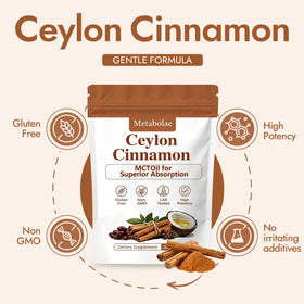 Flacon de capsules de cannelle de Ceylan a balanced routine avec étiquette