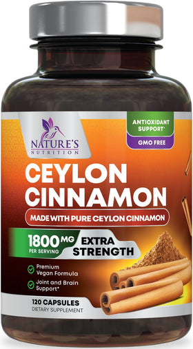 Flacon de capsules de cannelle de Ceylan Nature's Nutrition, 120 capsules