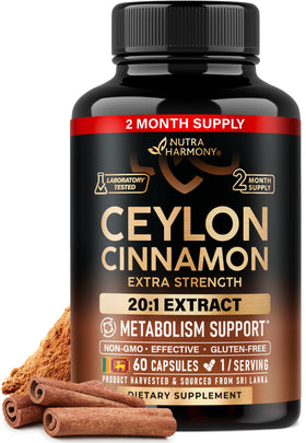 Flacon de capsules de cannelle de Ceylan NUTRAHARMONY vue de face