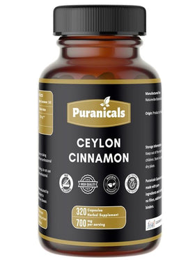 Flacon de capsules de Cannelle de Ceylan Puranicals vue de face