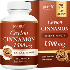 Flacon de capsules de cannelle de Ceylan Purely Holistic 1500MG vue de face
