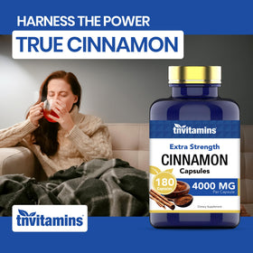 Flacon de capsules de cannelle tnvitamins avec étiquette