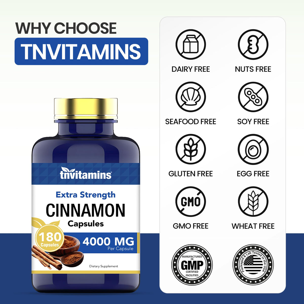 Flacon de capsules de cannelle tnvitamins ouvert