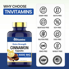 Flacon de capsules de cannelle tnvitamins ouvert