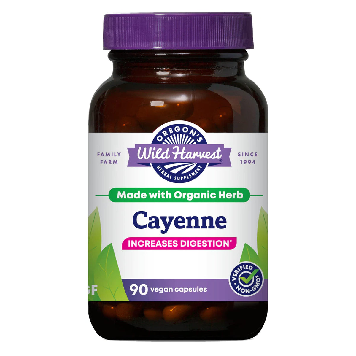 Flacon de capsules de Cayenne bio Oregon's Wild Harvest, 90 unités