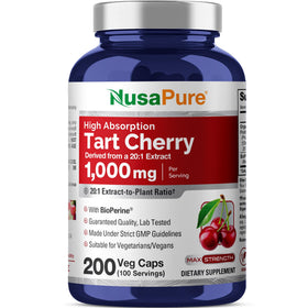 Flacon de capsules de cerise acide NusaPure 1000 mg vue de face