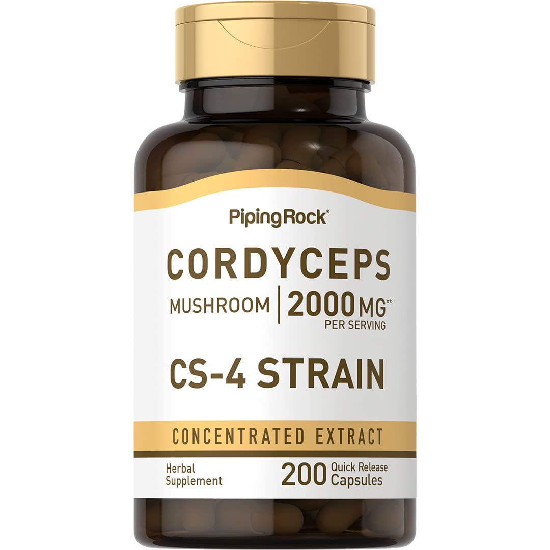 Flacon de capsules de champignon Cordyceps Piping Rock 200 unités