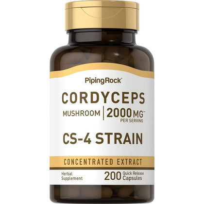 Flacon de capsules de champignon Cordyceps Piping Rock 200 unités