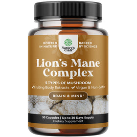 Flacon de capsules de champignon Lion's Mane de Natures Craft, 30 unités