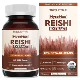 Flacon de capsules de champignon Reishi bio Triquetra Health