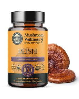 Flacon de capsules de champignon Reishi Herb Pharm 90 capsules