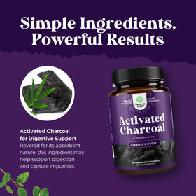 Flacon de capsules de charbon actif Natures Craft avec étiquette