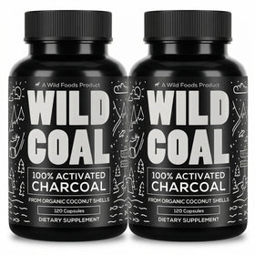 Flacon de capsules de charbon actif Wild Foods, 120 unités