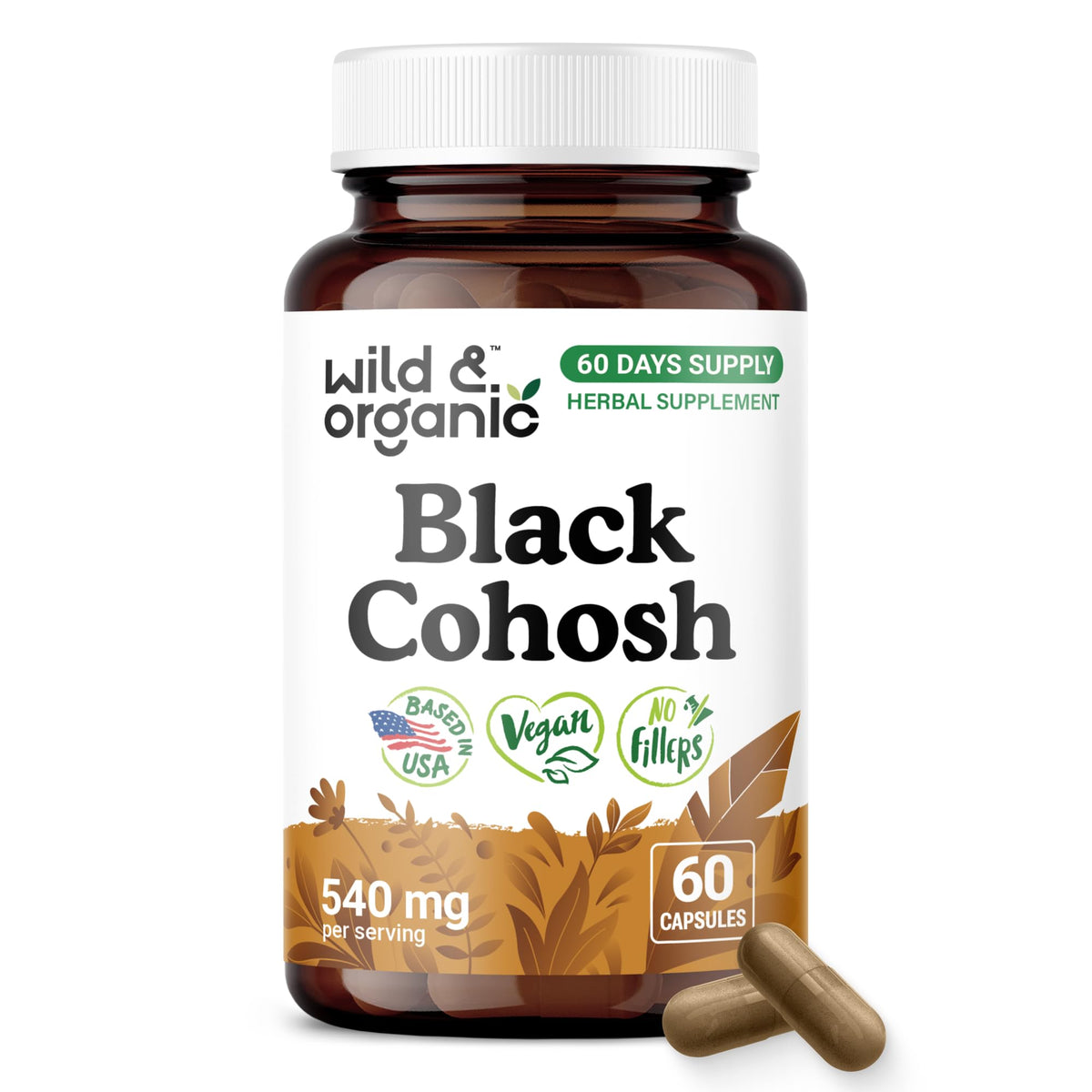 Flacon de capsules de cimicifuga racemosa Wild & Organic de 60 unités