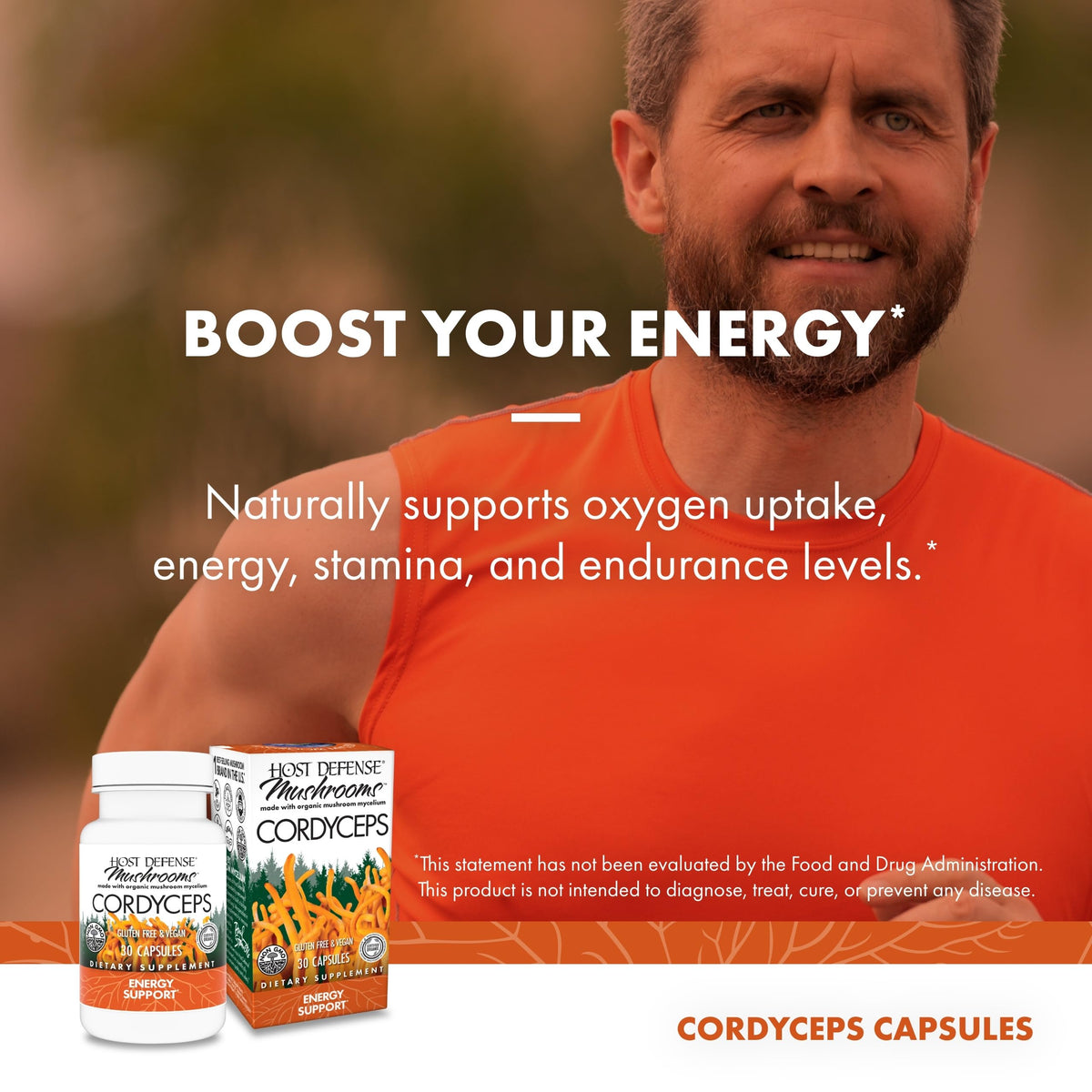 Flacon de capsules de Cordyceps Host Defense ouvert