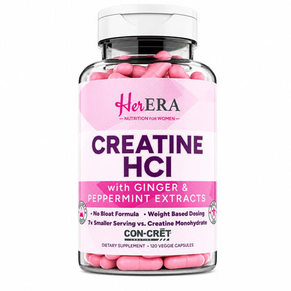 Flacon de capsules de créatine HCl Her ERA, 120 capsules végétaliennes