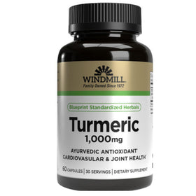 Flacon de capsules de curcuma Windmill 1000 mg, vue de face