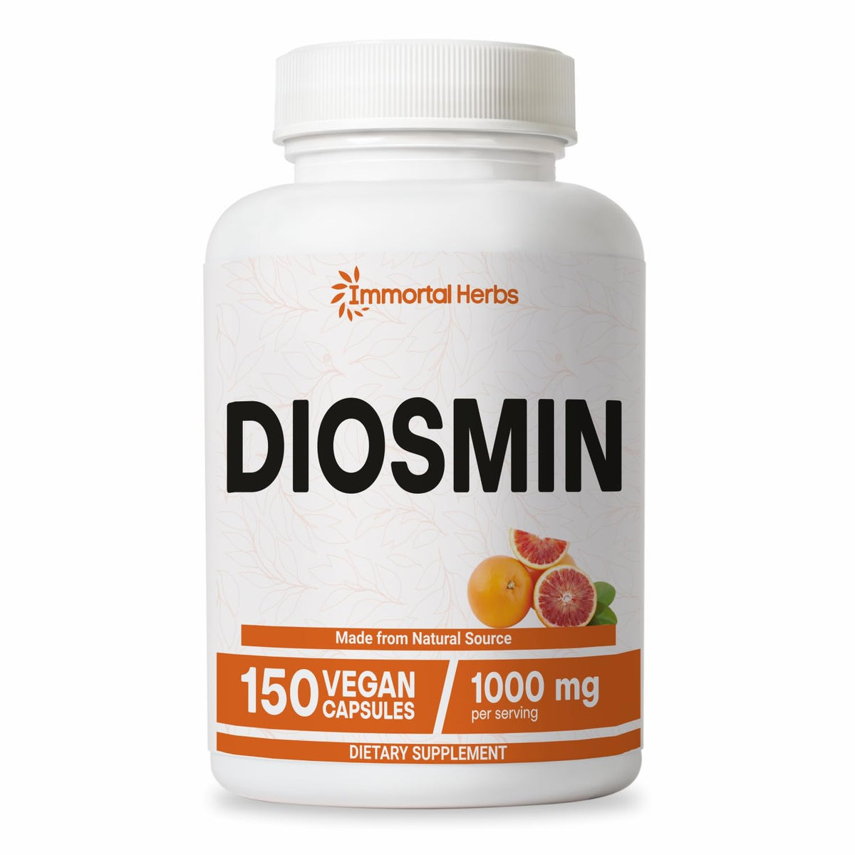 Flacon de capsules de Diosmine 1000mg Immortal Herbs, vue de face