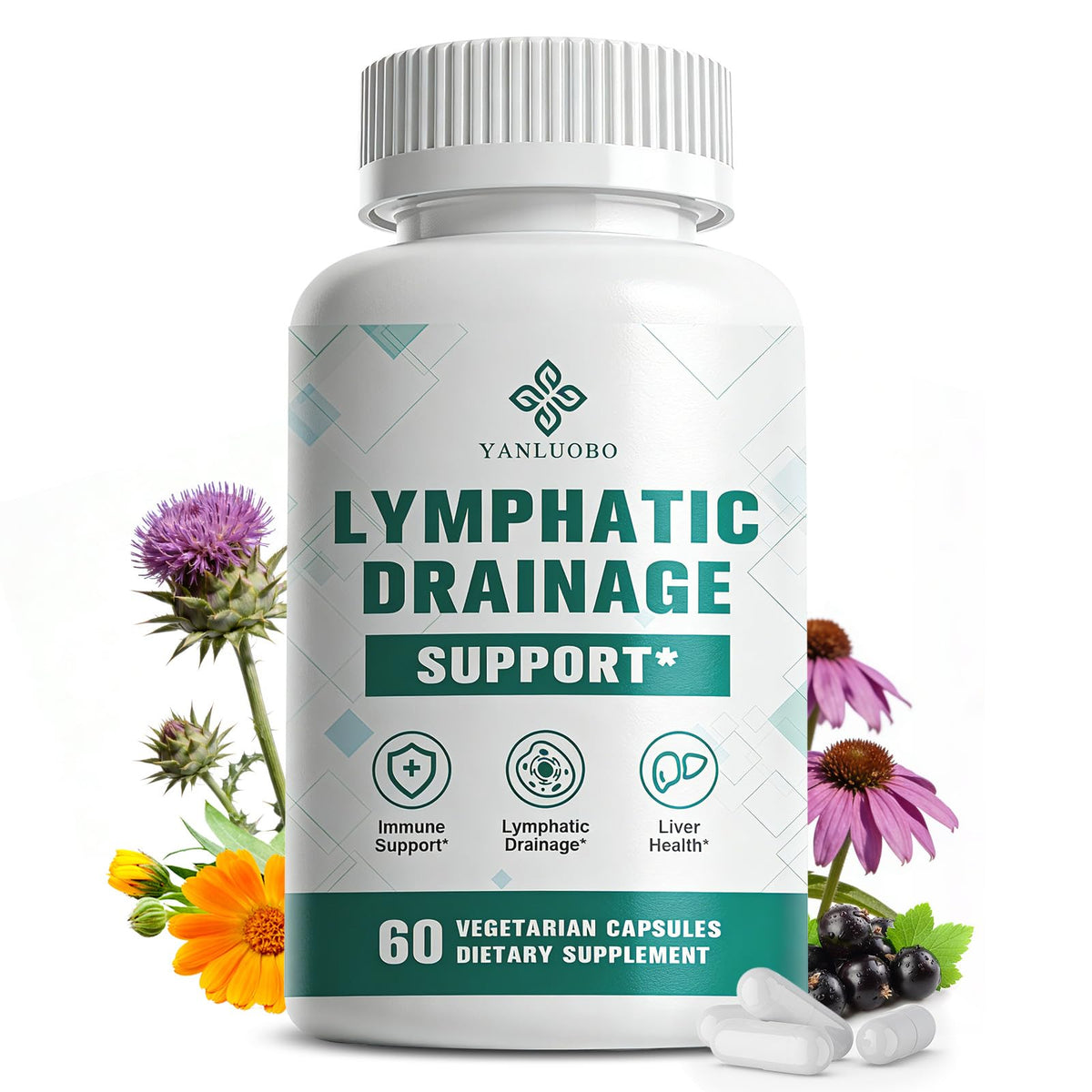 Flacon de capsules de drainage lymphatique YANLUOBO 60 capsules