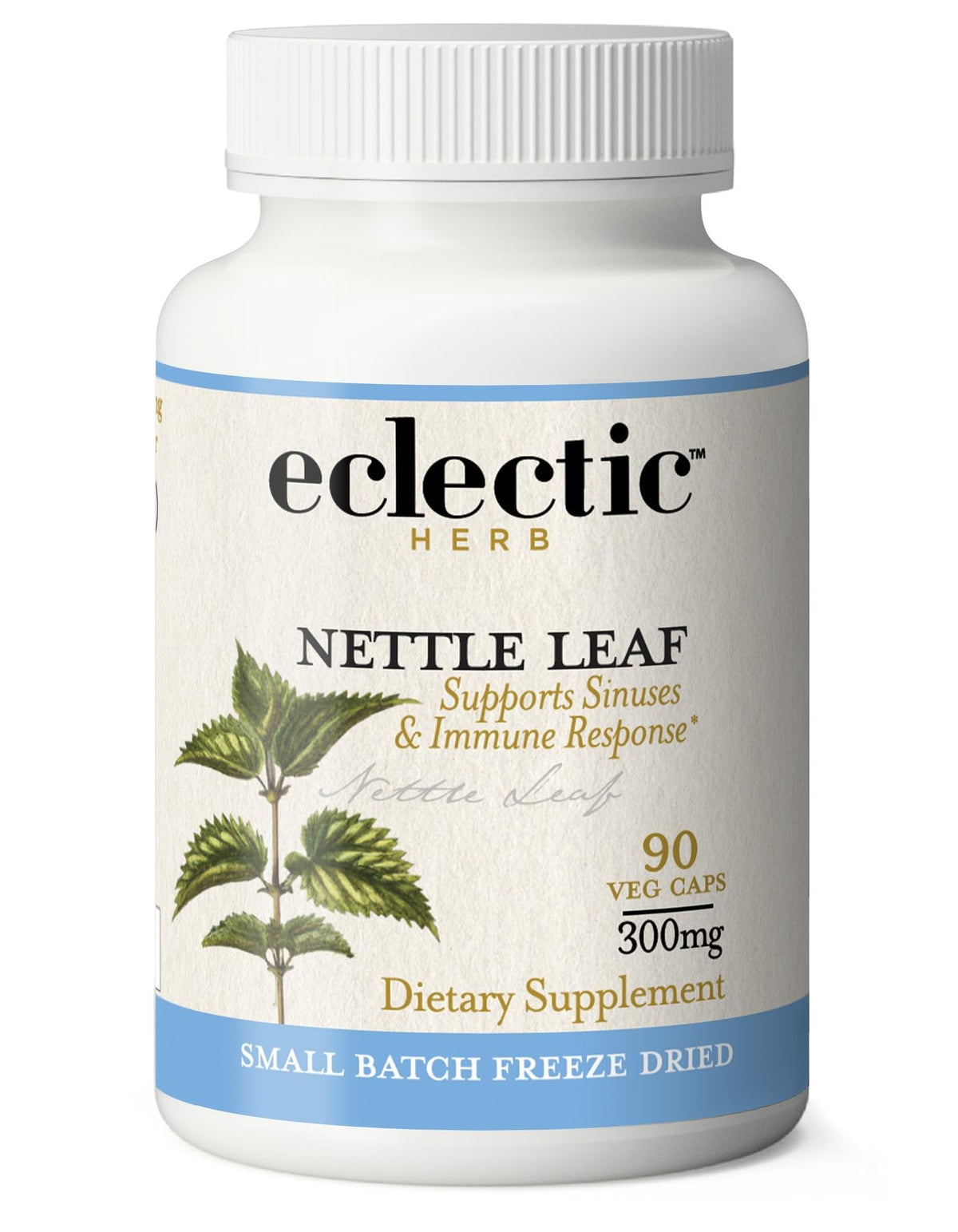 Flacon de capsules de feuille d'ortie ECLECTIC INSTITUTE, 300 mg, 90 unités