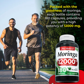 Flacon de capsules de feuille de moringa FITOMEDIC'S sur fond blanc