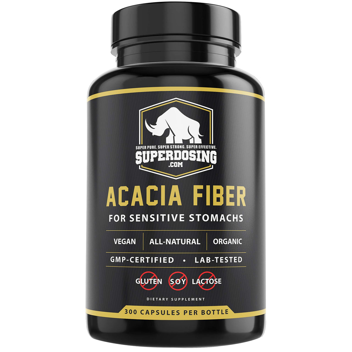 Flacon de capsules de Fibre d'Acacia Sénégal SuperDosing.com, 300 unités