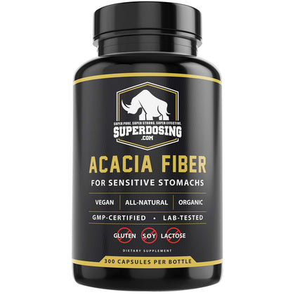 Flacon de capsules de Fibre d'Acacia Sénégal SuperDosing.com, 300 unités