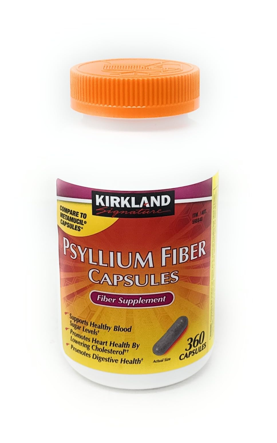 Flacon de Capsules de Fibres KIRKLAND 360 unités vue de face