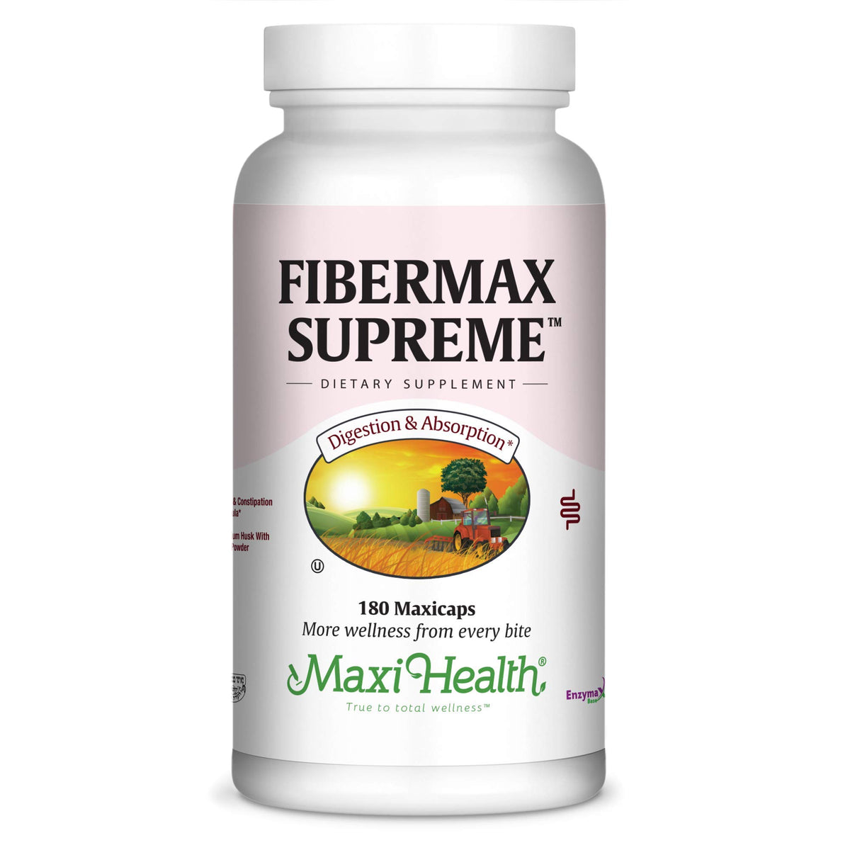 Flacon de capsules de fibres psyllium Maxi Health 180 capsules