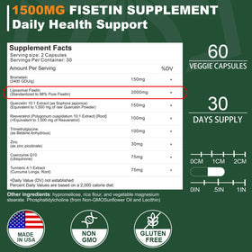Flacon de capsules de fisetin avec étiquetage NICMIN