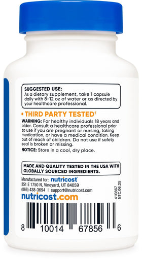 Flacon de Capsules de Fisetin Nutricost ouvert avec capsules visibles