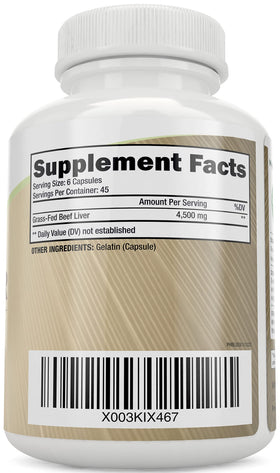 Flacon de capsules de foie de boeuf Purely Holistic sur un fond naturel