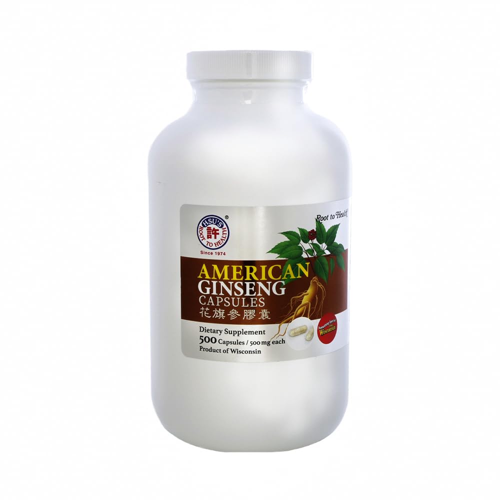 Flacon de capsules de ginseng américain Hsu's 500ct