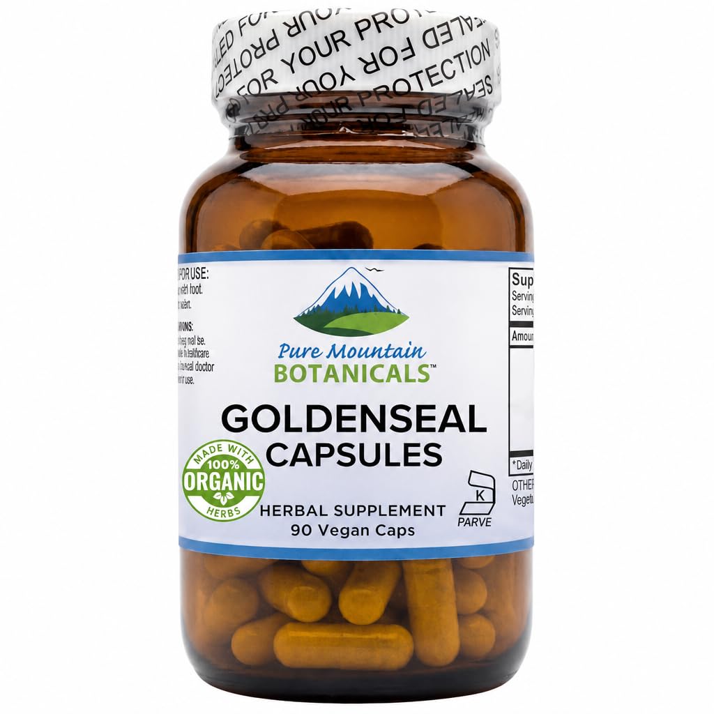 Flacon de capsules de Goldenseal 250mg Pure Mountain Botanicals, 60 capsules