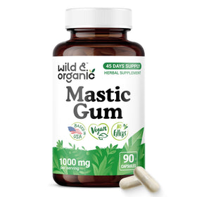 Flacon de capsules de gomme mastic Wild & Organic 1000 mg, 90 comprimés