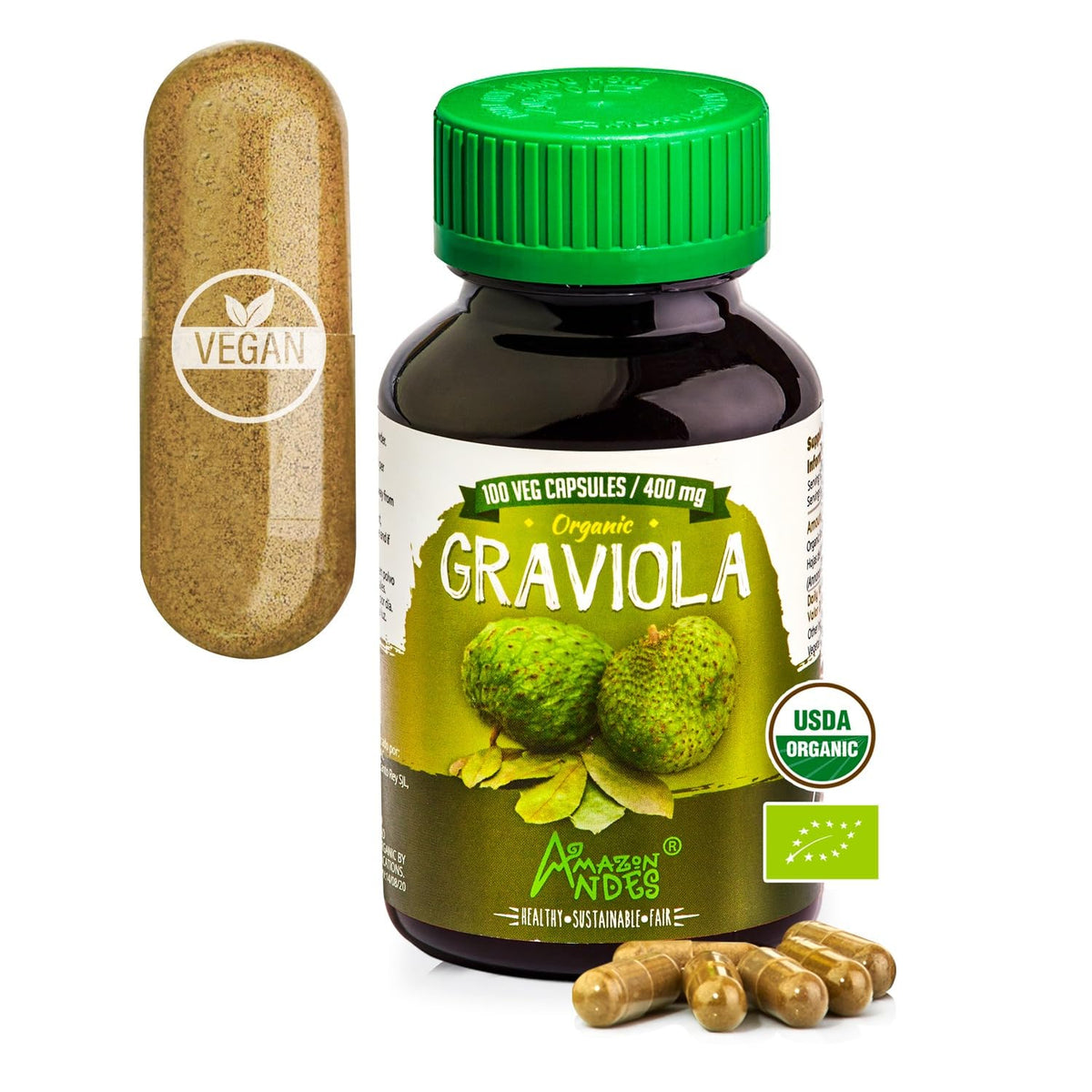 Flacon de capsules de Graviola 400mg - ANDES