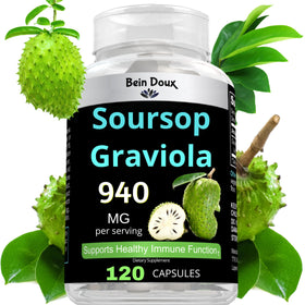 Flacon de capsules de Graviola BEIN DOUX 940mg vue de face