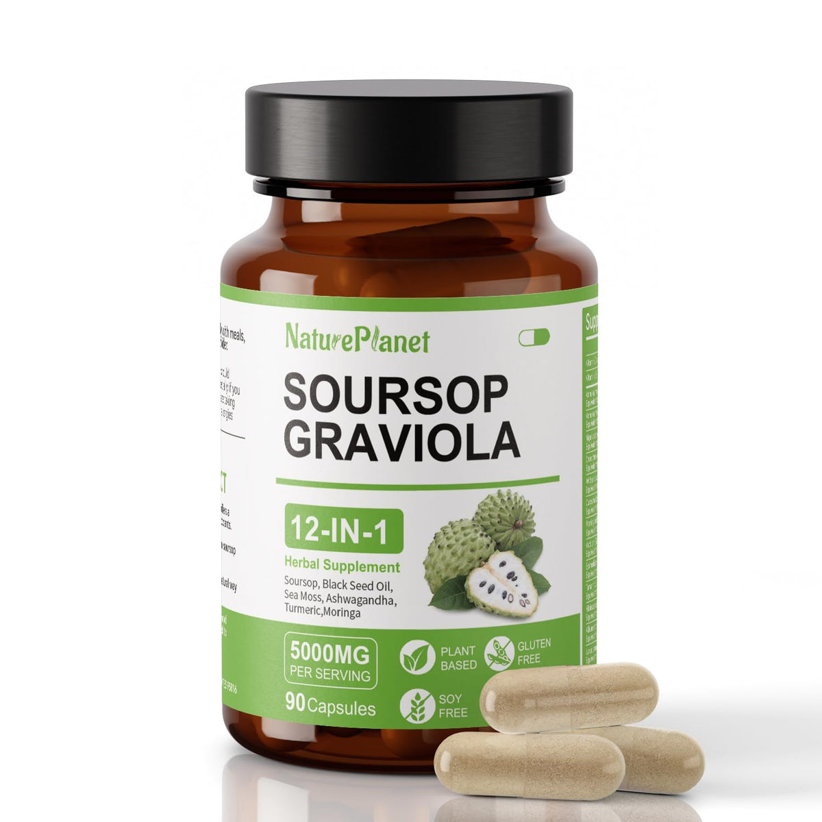 Flacon de capsules de Graviola NaturePlanet 90 unités
