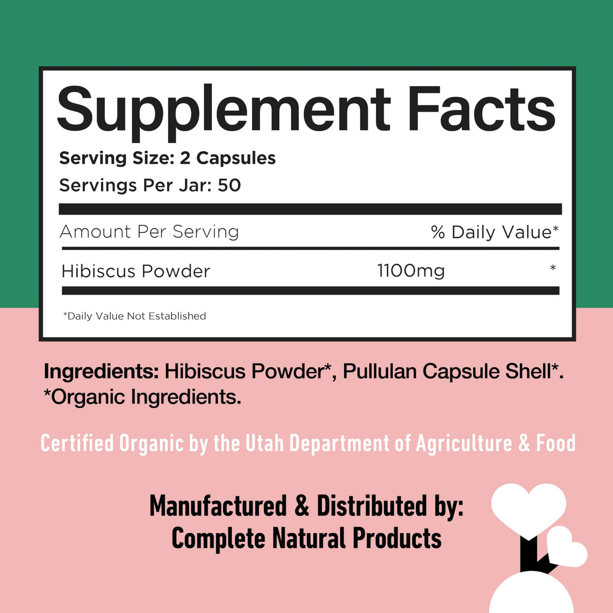 Flacon de capsules de hibiscus bio avec une cuillère doseuse