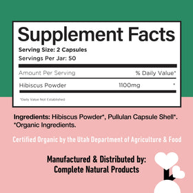 Flacon de capsules de hibiscus bio avec une cuillère doseuse