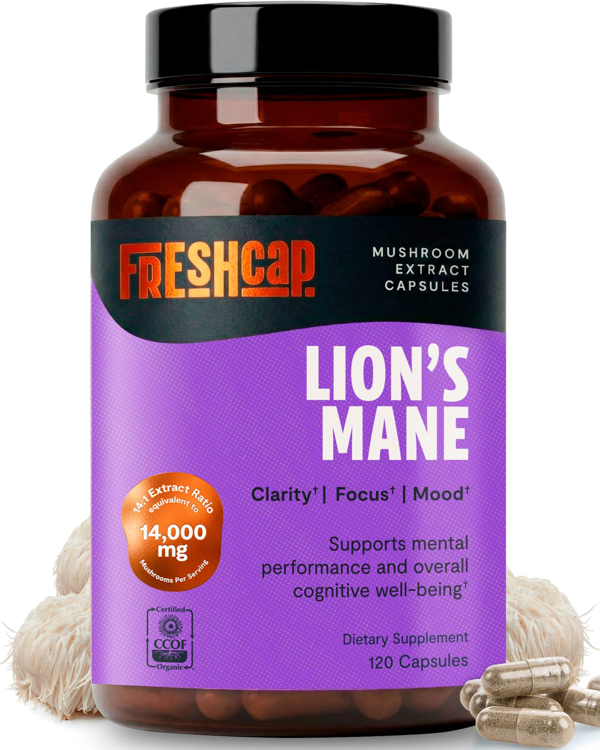 Flacon de capsules de Lion's Mane FreshCap 120 unités