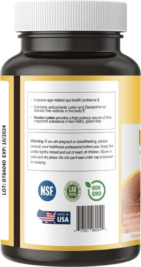 Flacon de capsules de luthéine NOOBO 20mg 60 capsules face avant