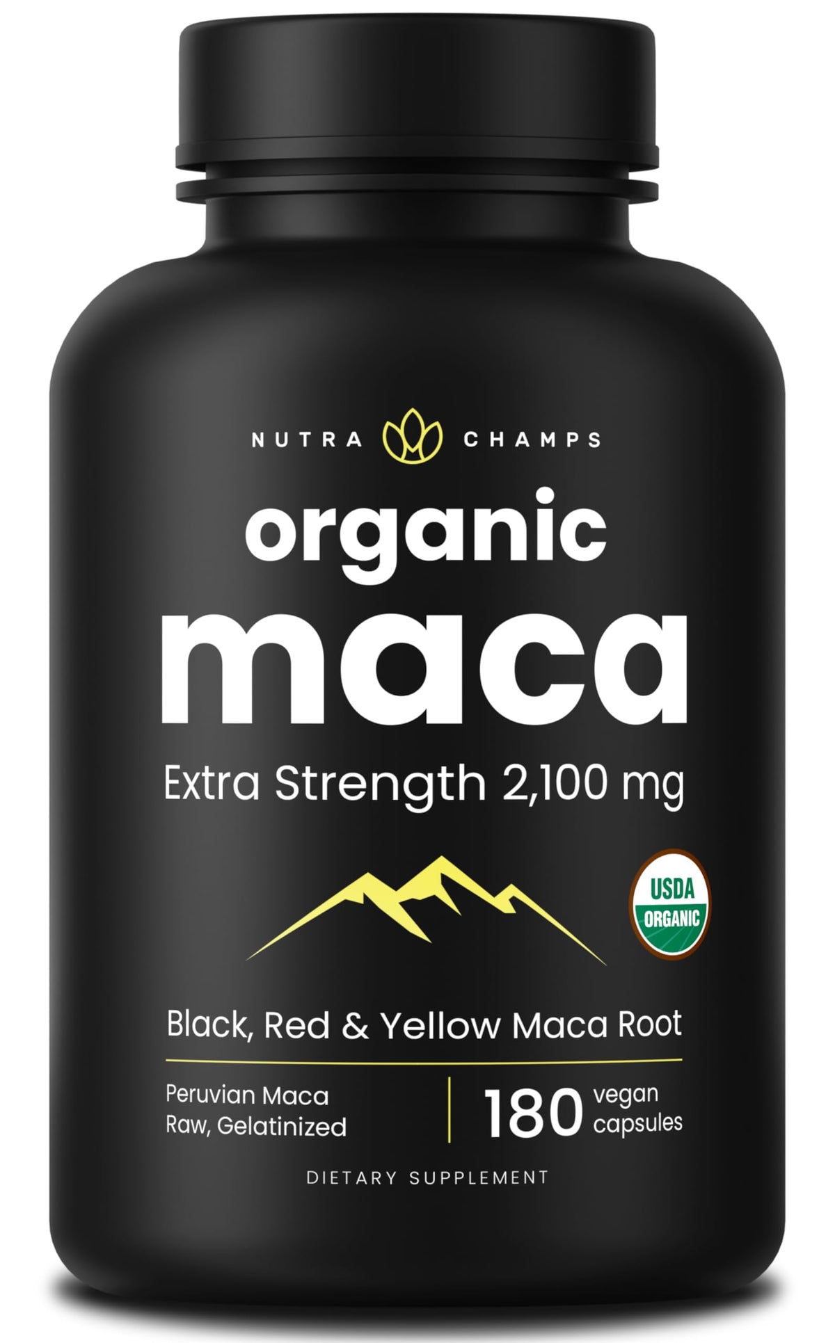 Flacon de capsules de Maca Bio NutraChamps, 180 capsules